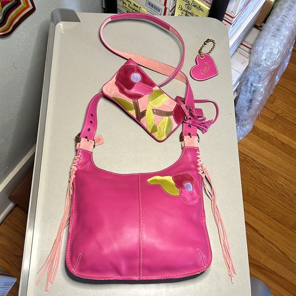 *Rare* Coach Ltd Ed Poppy for Peace Pink Hippie Crossbody & Wristlet SET Floral - Picture 10 of 14